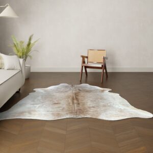 Kuhfell-Teppich hellbraun camel Champagne beige 230x210 cm.