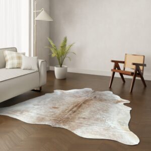 Kuhfell-Teppich hellbraun camel Champagne beige 230x210 cm.