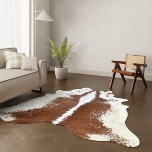 Kuhfell-Teppich braun-weiß 230x200 cm.