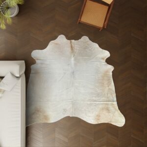 Kuhfell-Teppich Creme weiß 240x220 cm. XL-EXTRA