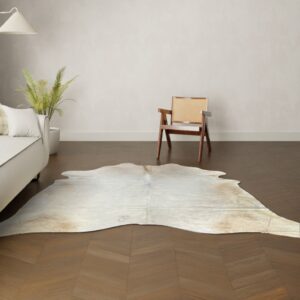Kuhfell-Teppich Creme weiß 240x220 cm. XL-EXTRA