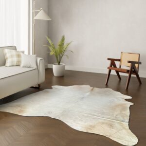 Kuhfell-Teppich Creme weiß 240x220 cm. XL-EXTRA