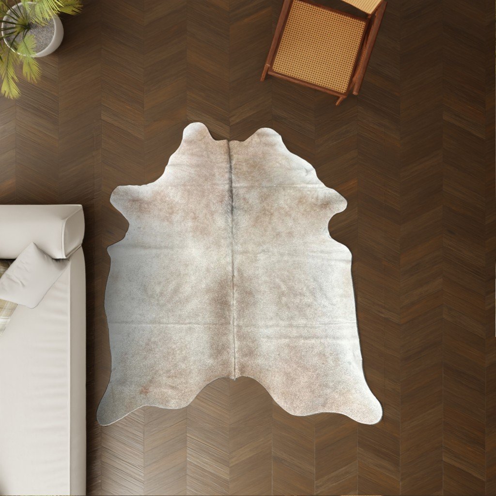Kuhfell-Teppich hellbraun beige Champagne 200x170 cm. KLEIN