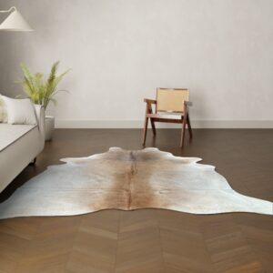 Kuhfell-Teppich hellbraun camel grau 240x220 cm. XL-EXTRA