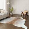 Kuhfell-Teppich hellbraun camel grau 240x220 cm. XL-EXTRA