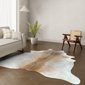 Kuhfell-Teppich hellbraun camel grau 240x220 cm. XL-EXTRA