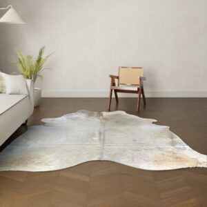 Kuhfell-Teppich Creme 250x210 cm. RIESIG / GLÄNZEND