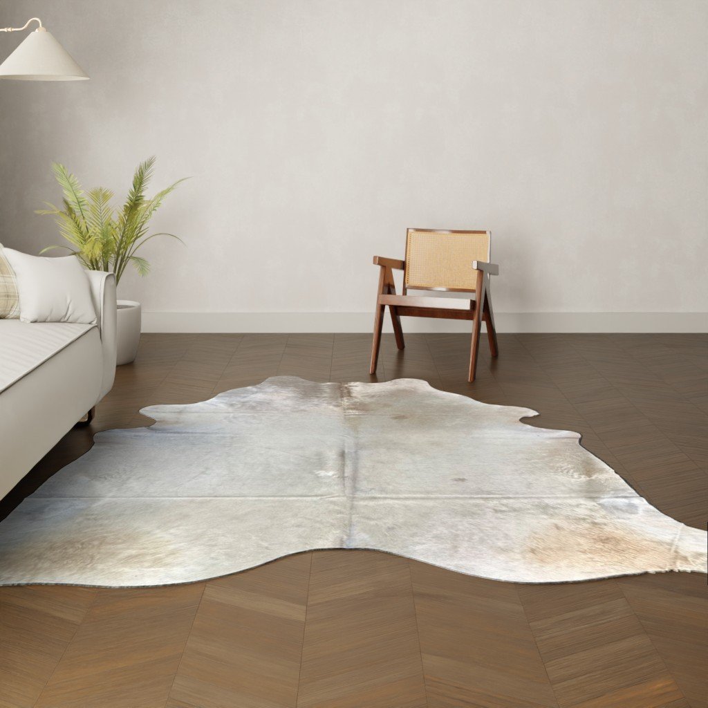 Kuhfell-Teppich Creme 250x210 cm. RIESIG / GLÄNZEND