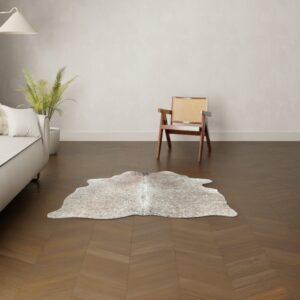 Mini-Kuhfell taupe braun-weiß gefleckt 150x140 cm. KLEIN