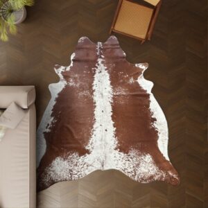 Kuhfell-Teppich braun-weiß 250x190 cm. RIESIG