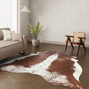 Kuhfell-Teppich braun-weiß 250x190 cm. RIESIG