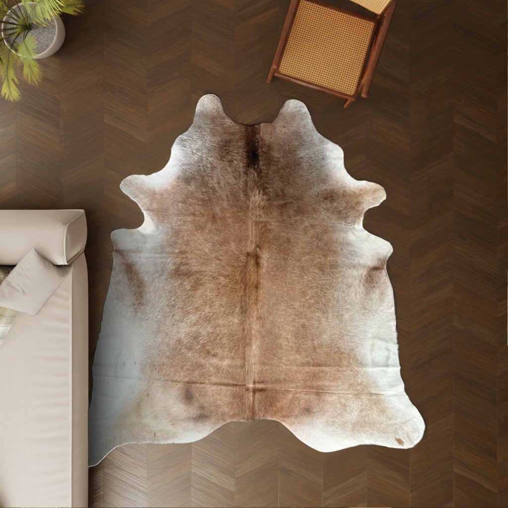 Kuhfell-Teppich hellbraun camel 240x200 cm. XL-EXTRA