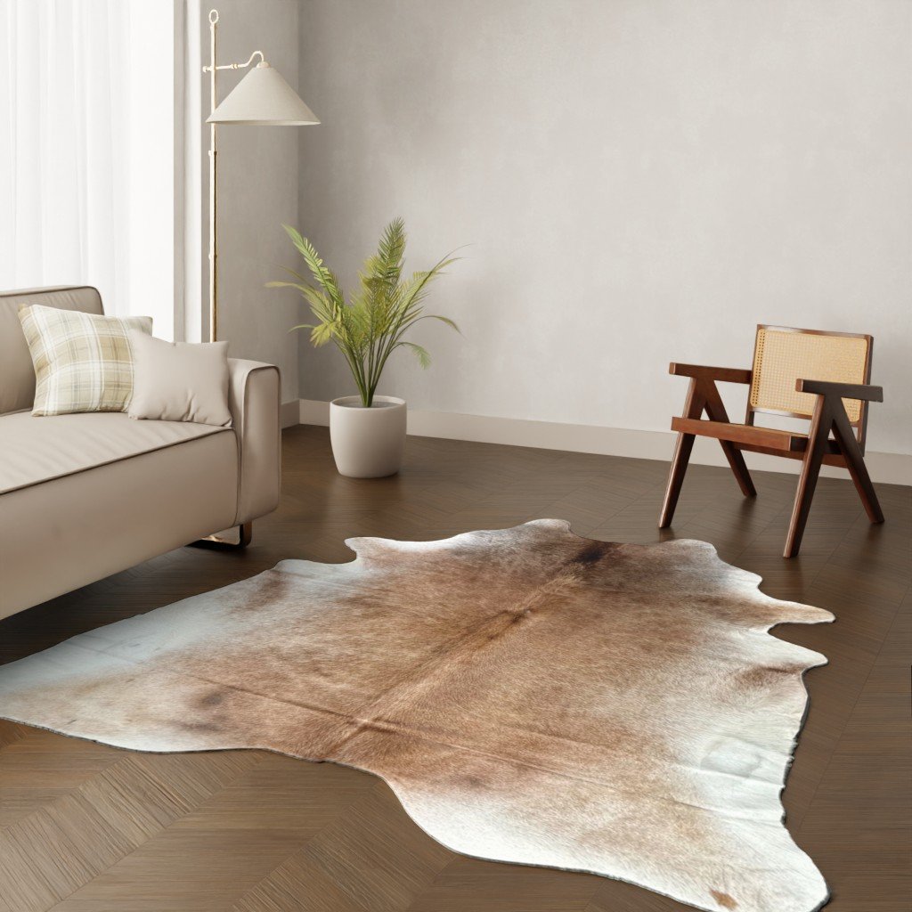 Kuhfell-Teppich hellbraun camel 240x200 cm. XL-EXTRA