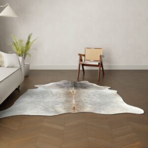 Kuhfell-Teppich taupe grau 220x200 cm.