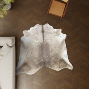 Kuhfell-Teppich grau taupe 220x220 cm. SPEZIAL