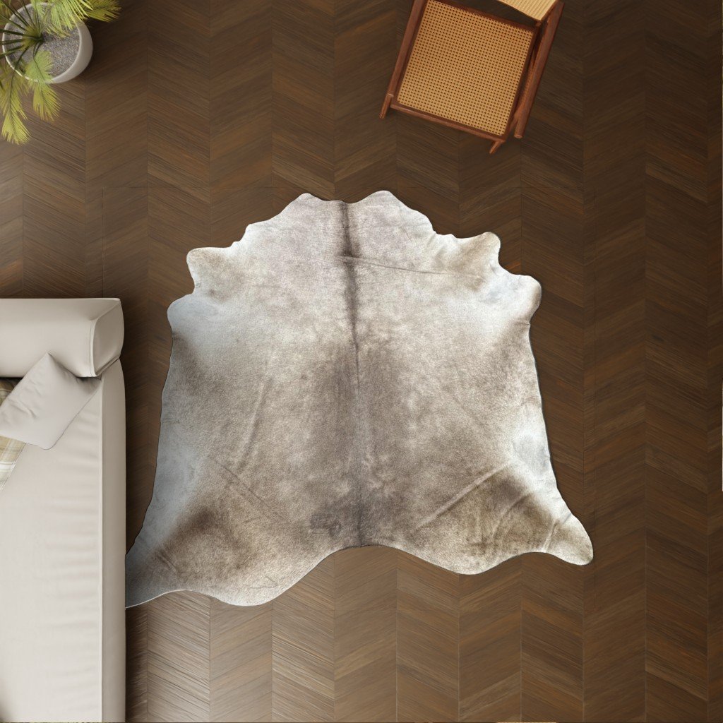 Kuhfell-Teppich grau taupe 220x220 cm. SPEZIAL