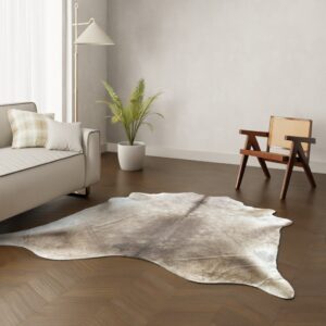Kuhfell-Teppich grau taupe 220x220 cm. SPEZIAL