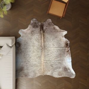 Kuhfell-Teppich hellbraun taupe 240x200 cm. XL-EXTRA