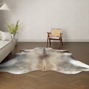 Kuhfell-Teppich taupe grau 250x220 cm. RIESIG