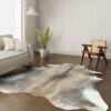 Kuhfell-Teppich taupe grau 250x220 cm. RIESIG