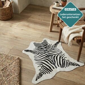 Mini-Kuhfell Zebradruck 70x70 cm.