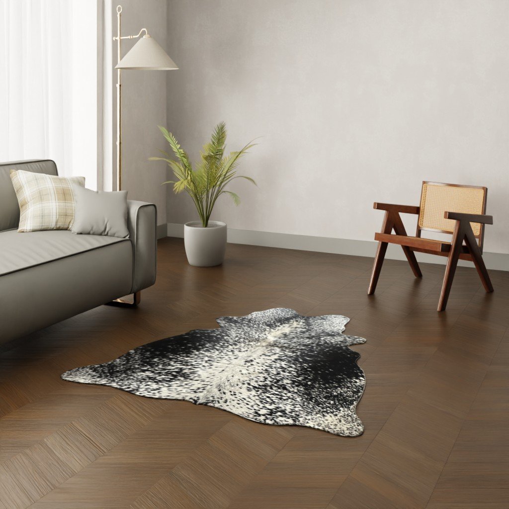 Kuhfell-Teppich Salt and Pepper 150x130 cm.